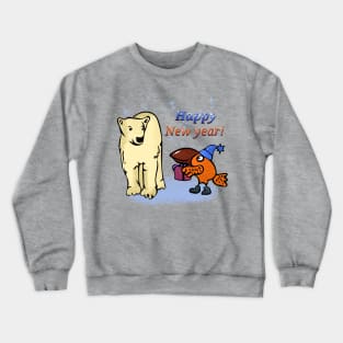 Cute bird and polar bear Crewneck Sweatshirt